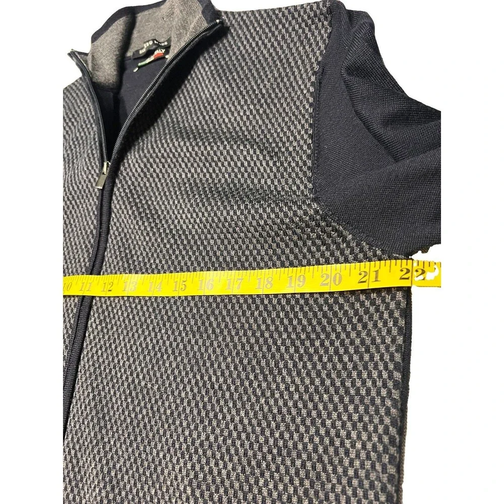 Hammer Made Italy Men's L 100% Lana Wool Full Zip Sweater Elbow Patches